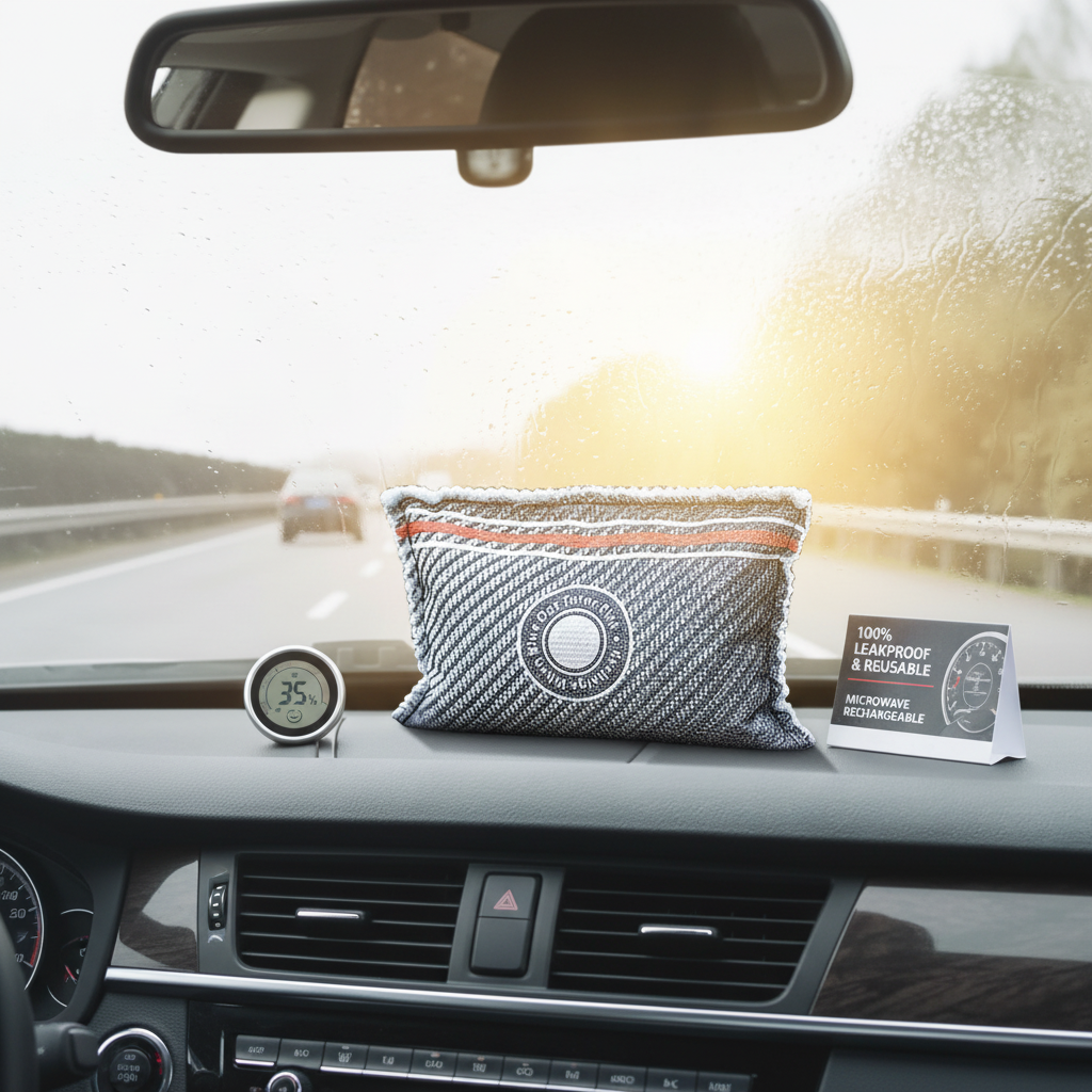 Reusable Car Dehumidifier Bag (1 x 300g) - Moisture Condensation Damp Absorber for Car & Home, 100% Leakproof & Reusable, Microwave Rechargeable Dehumidifier for Cars